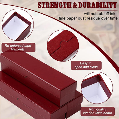 Teling 8 Pcs Coin Storage Box 2x2inch Flip Holders Collectors Coin Supplies Holders for Cents Collection Cardboard (Dark Red)