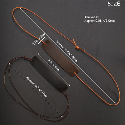 SUNUU Bookmark - Premium Full Grain Genuine Leather-Handmade with Cowhide Leather - Tie-up Bookmark - 0.79x3.54in - 2 Vintage Black and Brown