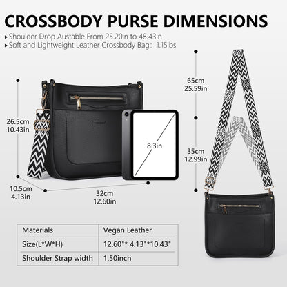 TANTOMI Crossbody Bags for Women Crossbody Purses Vegan Leather Hobo Bag Shoulder Handbags with Guitar Strap-7 Pockets