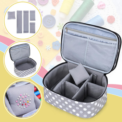 Luxja Double-Layer Sewing Accessories Organizer, Sewing Supplies Organizer for Needles, Thread, Scissors, Measuring Tape and Other Sewing Tools, Large/Polka Dots