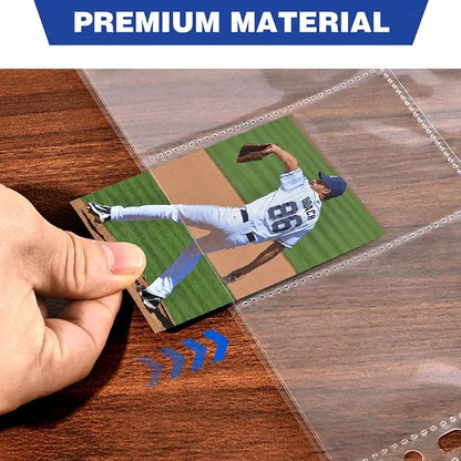 400 Pack 9 Pocket Card Sleeves Binder Sheets, Holds 7200 Cards, Trading Card Sleeves for 3 Ring Binder, Protective Pages Sheets for Baseball, Football, Business, Game Cards