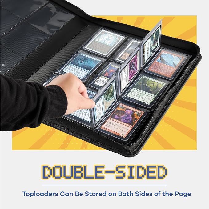 9-Pocket Toploader Binder, Clovecat Premium Card Book， Holds 252 Trading Card with 20 Removable Top-loader Sleeves，PU Card Holder Folders,Card Album for MTG, TCG, Yugioh, Game & Sports Cards(Red)
