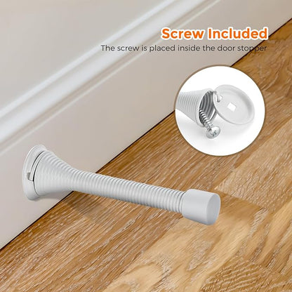 Ravinte Door Stoppers, 24 Pack White Spring Door Stops with Rubber Bumper, Door Stoppers for Bottom of Door