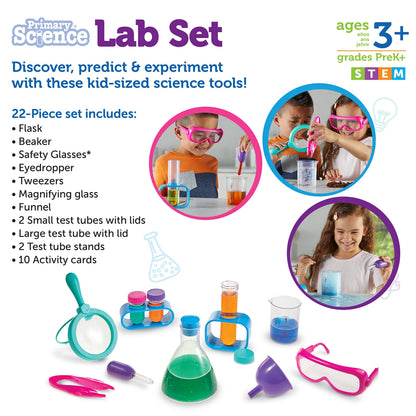 Learning Resources Primary Science Lab Set Pink - Experimentation and Observation for Kids, STEM Projects, Science Kits, Experiments, Pretend Play Scientists, Toddler Project Chemistry Toy