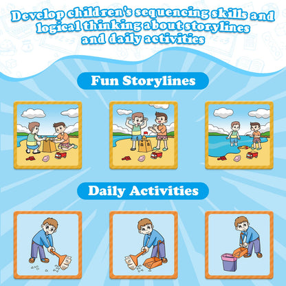 Kasfalci Sequencing Cards,Sequence Board Game for Kids,Speech Therapy Materials Toys for Autism,Story Storytelling,Social Skills,Sentence Building,Preschool Learning Activities,Classroom & Homeschool