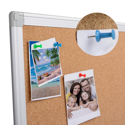 Board2by Large Cork Board Bulletin Board 48 x 36, Silver Aluminium Framed 4x3 Corkboard, Office Board for Wall Cork, Wall Mounted Notice Pin Board with 15 Push Pins for School, Home & Office