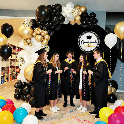 6.5x6.5ft Black Round Backdrop Cover, Polyester Fitted Circle Arch Background Stand Cover for Wedding Birthday Party Bridal Baby Shower Photography Halloween Decorations