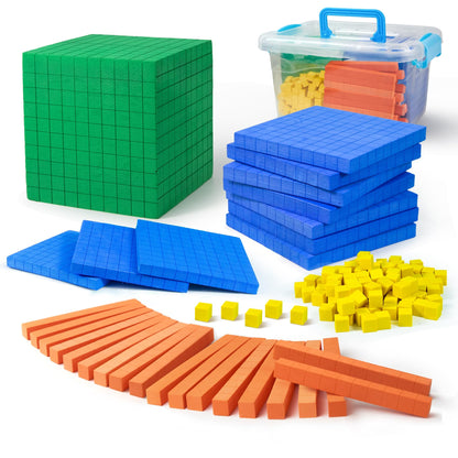 stochastic box Foam Base Ten Set for Math 131 PCS Place Value Blocks,Counting Cubes for Kids Math,Base 10 Math Manipulatives for Early Counting Math Toy in School Home