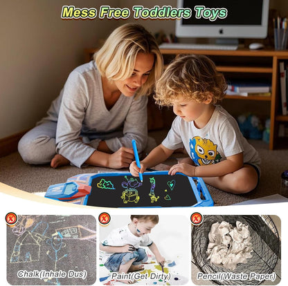 10 Inch LCD Writing Tablet for Kids – Masked Warrior & Captain M Hero, Erasable Doodle Board Drawing Pad, Travel Educational Toy for Toddlers 3-8, Birthday Boys & Man (Blue)