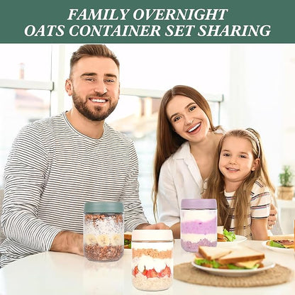 Xileanalee Overnight Oats Containers with Lids 6 Pack-16 Oz Mason Jar with Lids-Overnight Oats Jars Glass Food Storage Containers for Chia Seed Pudding Salad Cereal Coffee Spices