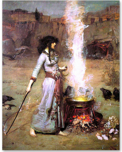Lone Star Art Magic Circle The Witch by John William Waterhouse Reproduction 11x14 Unframed Poster Pre Raphaelite Gothic Fantasy Artwork Mystic Sorcery Victorian Occult Decor Raven Inspired Painting