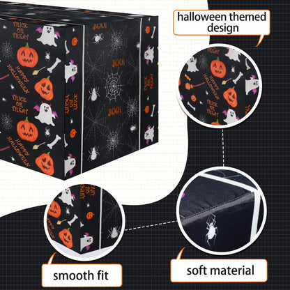 xbaiyanr 6FT Halloween Tablecloth,Pumpkin Spider Web Ghost Table Cloth for Halloween Party Decorations,Table Decor Indoor Outdoor Birthday Party Supplies(Black)