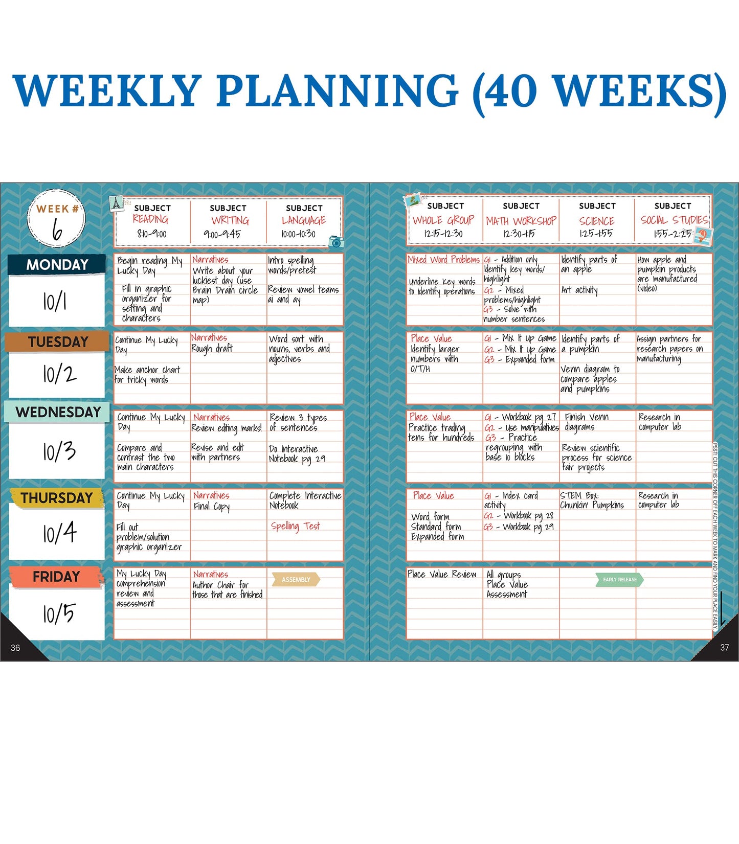 Carson Dellosa Let's Explore Teacher Planner 2025-2026, Undated 8" x 11" Lesson Plan Book With Retro Stickers, Class Schedule, Weekly Calendar, Classroom Must Haves, Homeschool and School Supplies