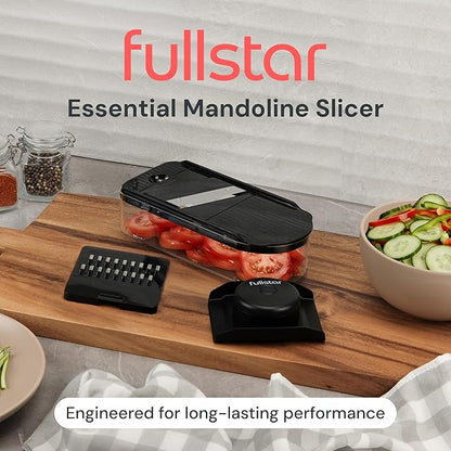 Fullstar Essential Mandoline Slicer for Kitchen - Space-Saving 2-in-1 Fruit Cutter, Cucumber Slicer, Julienne Peeler