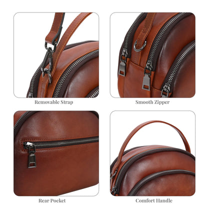 HESHE Genuine Leather Crossbody Bags Leather Purses for Women Vintage Small Shoulder Handbags with Multi-Pockets (Brown)