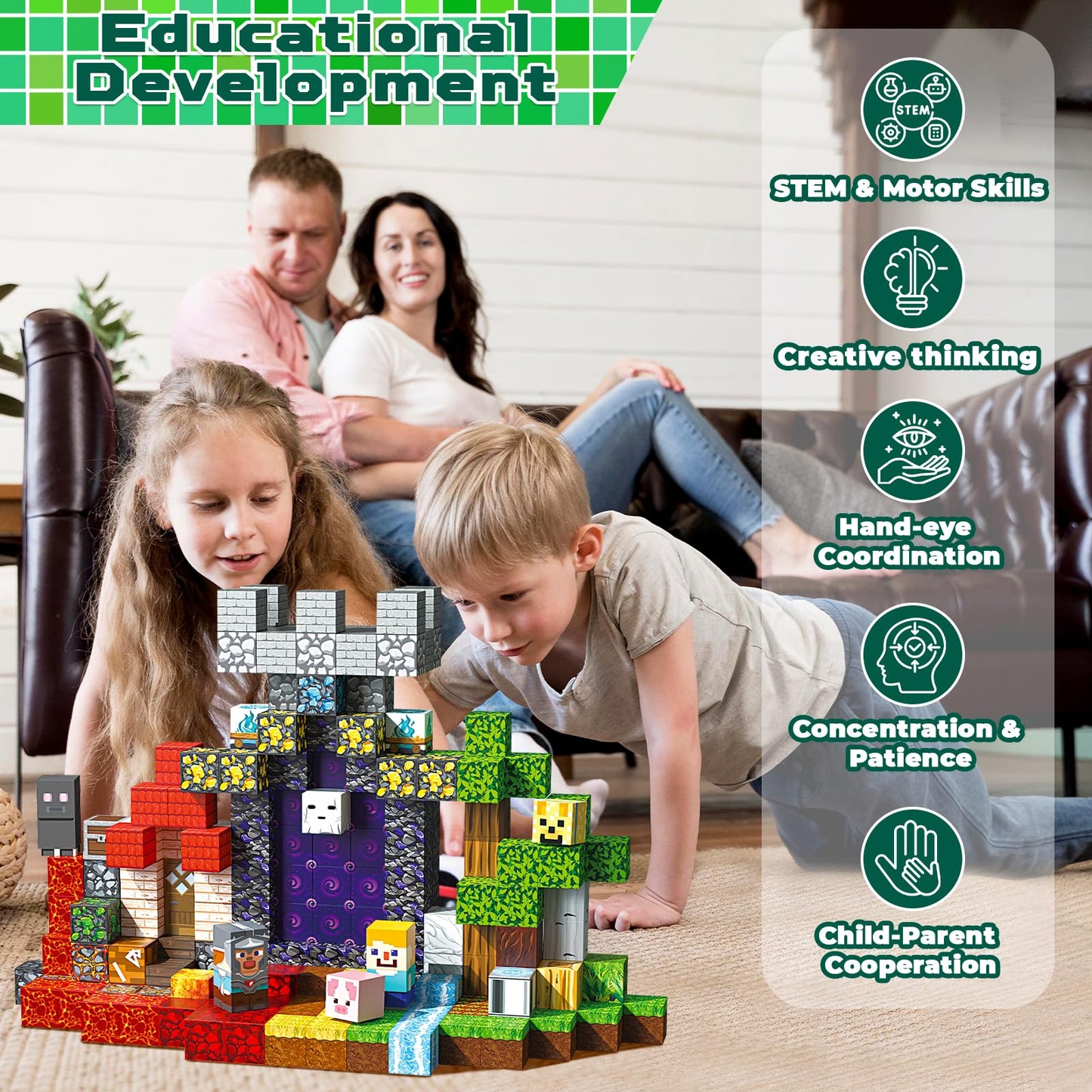 200PCS Magnetic Blocks - Magnetic Building Blocks Cubes for Kids Ages 4 5 6 7 8, Magnet Toys, STEM Learning Sensory Toys, Stacking Magnets, Birthday Gifts for Boys & Girls Ages 3+