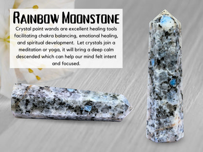 Amazing Gemstone Large Rainbow Moonstone Crystal Towers ~ Natural Healing Crystal Point Obelisk for Reiki Healing and Crystal Grid (5.5" to 6" INCH)