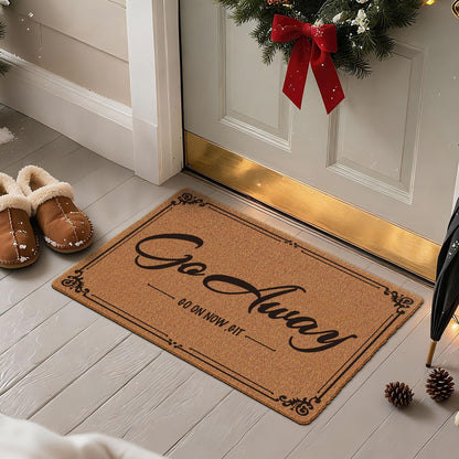 Go Away Go On Now Git Doormat 30x17 Inch Front Mat Funny Halloween Coir Doormat Outdoors Indoor Washable Cute Holiday Welcome Mats for Entryway with Rubber Backing Home Decor Prank Gift