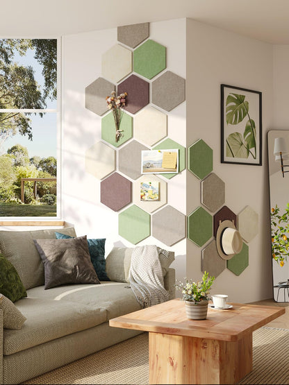 Uoisaiko 8 Pack Hexagon Felt Bulletin Board Tiles - 12" Large Thick Pin Board for Walls with 30 Push Pins, DIY Boards for Office Home School Decor, Aesthetic Hex Cork Board Alternative