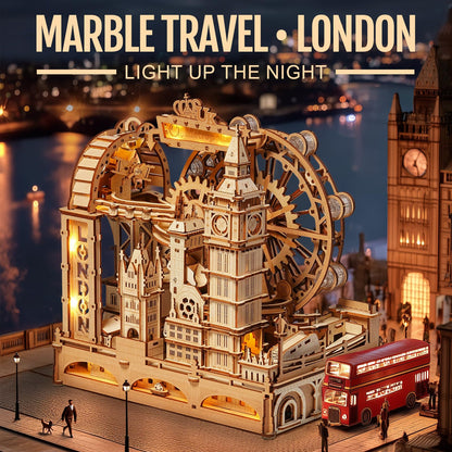 ROKR 3D Wooden Puzzles for Adults,Marble Travel London,431Piece 3D Puzzles,Marble Run Gift for Adults