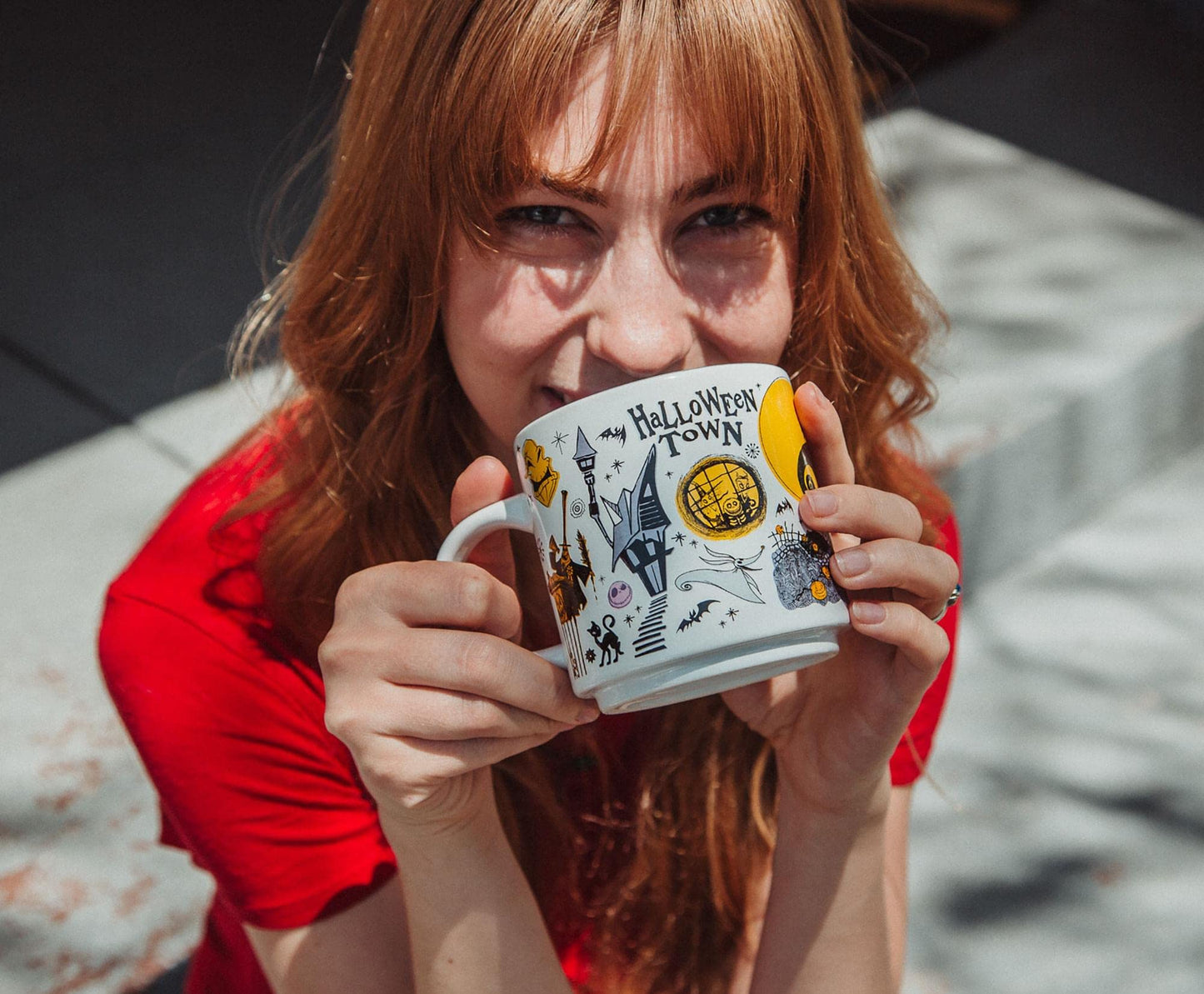 Nightmare Before Christmas Disney The Allover Icons Ceramic Stacking Mug | Large Coffee Cup For Espresso, Caffeine, Beverages, Home & Kitchen Essentials | Cute Tim Burton Gifts | Holds 13 Ounces