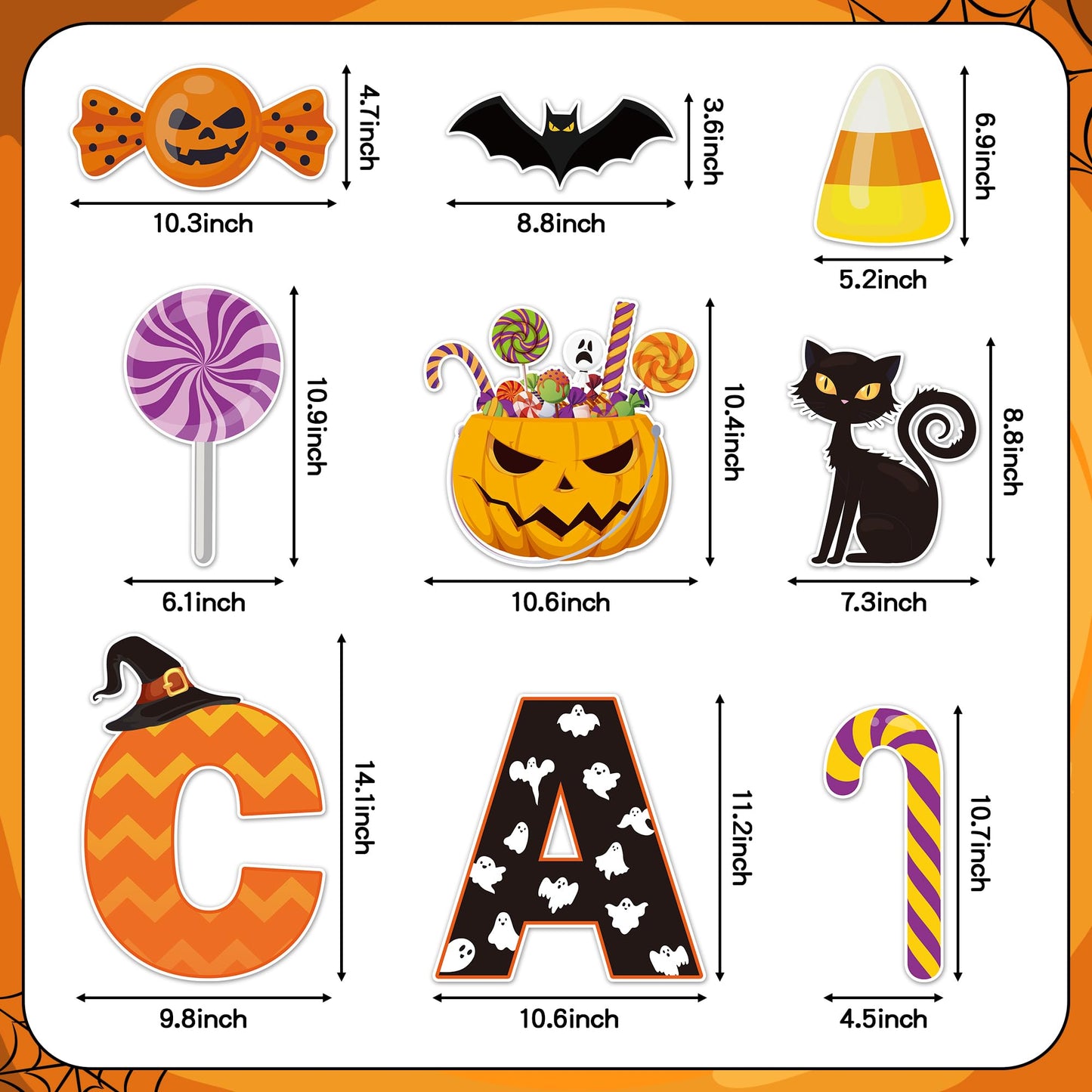 H1vojoxo 24PCS Halloween Garage Door Decorations Magnets Trick Or Treat Halloween Car Garage Magnets Sticker Pumpkin Candy Bats Cat Refrigerator Mailbox Magnet Decals Garage Door Magnetic Decorative