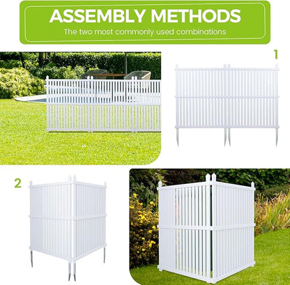 3-Panel White Modern Vinyl Privacy Fence, 36" W x 45" H, Air Conditioner & Trash Can Enclosure