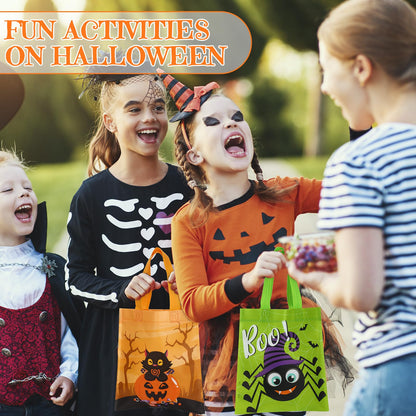 Ribbonlic 48 Pcs Halloween Treats Bags Tote Gift Reusable Candy Goodie Bags for Halloween Party Favors(Funny Style)