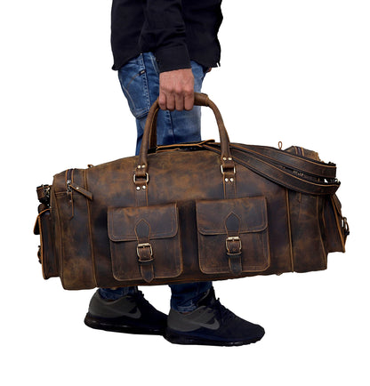 Large 28 inch duffel bags for men holdall leather travel bag overnight gym sports weekend bag