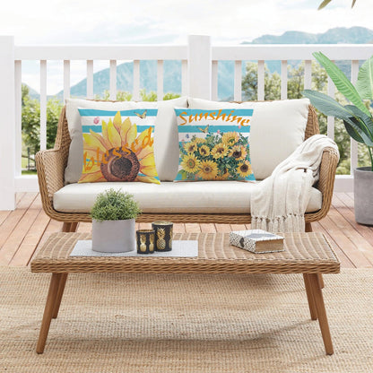 Mimkus Sunflower Pillow Cover 18 x 18 Inch Set of 4 Spring Summer Throw Pillow Covers Floral Double-Sided Printing Blue Cushion Cover for Sofa Home Decor