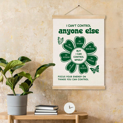 Focus On What You Can Control Wall Art,14x18.5 Inch Mental Health Inspirational Poster, Motivational Therapy Office Decor, Positive Affirmation Canvas Hanging for Home or Classroom (Green-I Can‘t)
