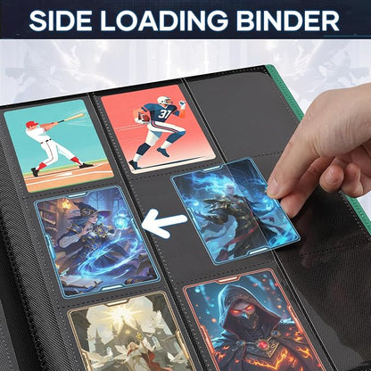 Trading Card Binder, Card Binder Album Folder Book Fit for MTG Baseball Football Sports Cards, Easy to Use Card Collection Binder (green, 360 Pockets)