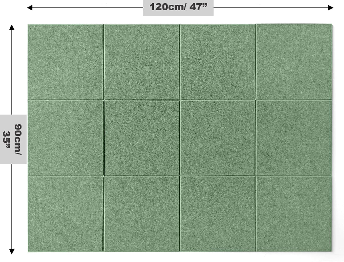 DECORITA Green Bulletin Board | Large Cork Boards Alternative for Walls | Felt Cork Board for Office, Home & Classroom | Green Office Classroom Supplies | Felt Wall Tiles (12-Pack) | Forest Green