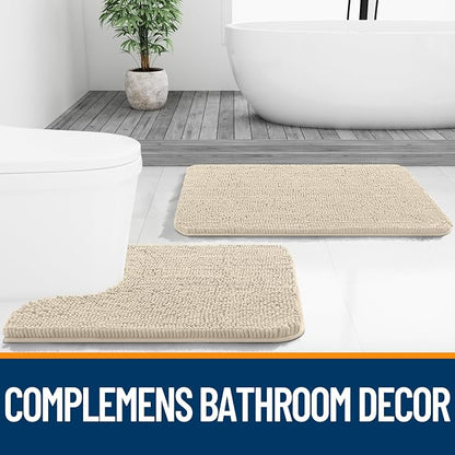 OLANLY Small Bathroom Rugs 24x16, Extra Soft Absorbent Chenille Bath Rugs, Rubber Backing Quick Dry, Machine Washable Bath Mats for Bathroom Floor, Tub and Shower, Home Decor Accessories, Sand
