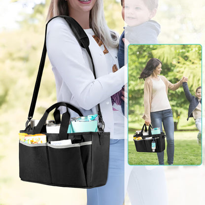 Trunab Water Bottle Carrier with Drawstring Buckle, 32/40 oz Cup Holder Bag with Detachable Divider, 3 Cup Carrier with Adjustable Shoulder Strap