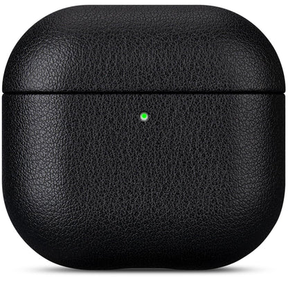 LOPIE Handmade Case for AirPods 4 / AirPods 4 with Active Noise Cancellation Leather Case, Fully-Wrapped with Top Grain Leather, Protective Hard Shell Cover for Gen 4 AirPods - Black