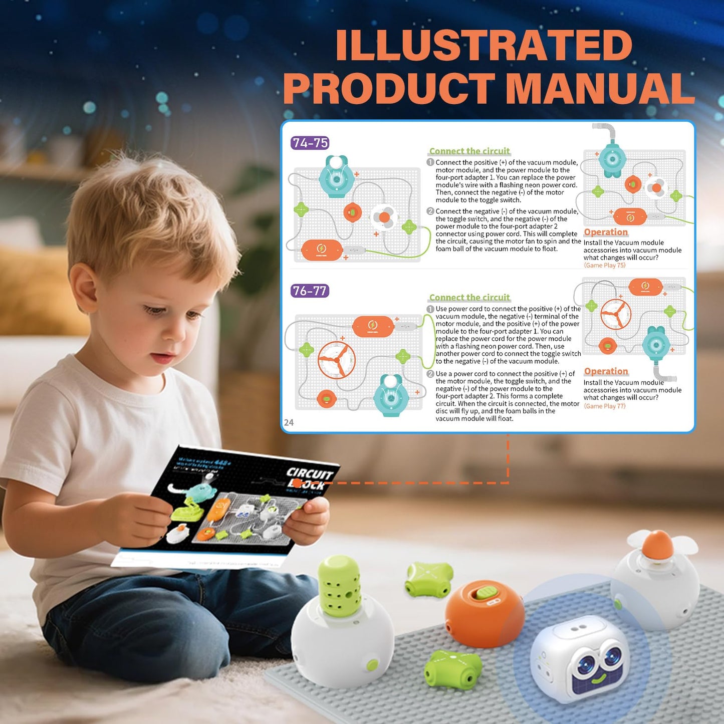 Science Kits for Kids, 448+ Projects Circuit Exploration Kits Educational Electronics Toys for Boys & Girls Hands-On Engineering Toy, Birthday, Halloween, Christmas Gift for Ages 5 6 7 8 9 10 11 12
