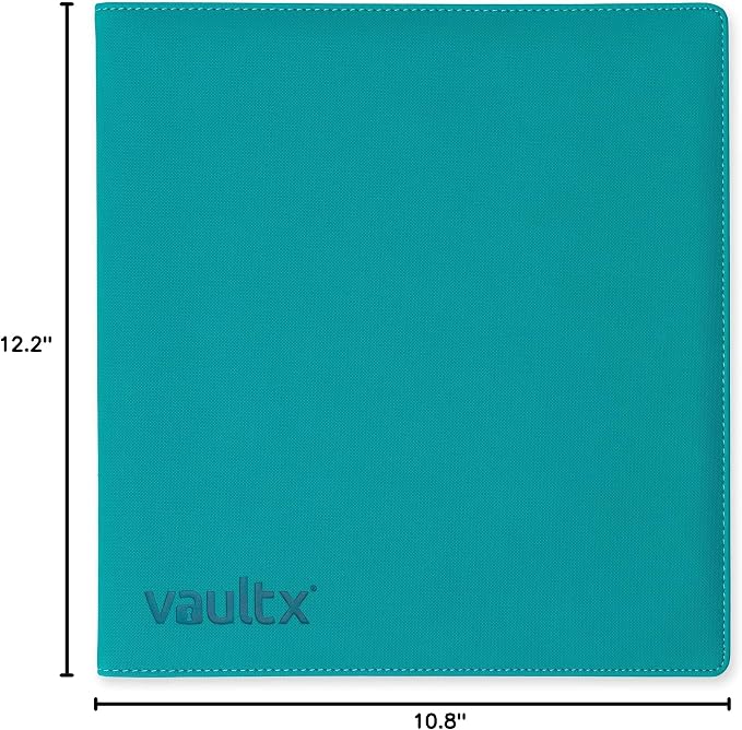 Vault X Slim Ring Binder, 540 Cards, fits 9 Pocket Pages, Exo-Tec Material, 3 D-Ring Folder, for Trading Cards (Teal)