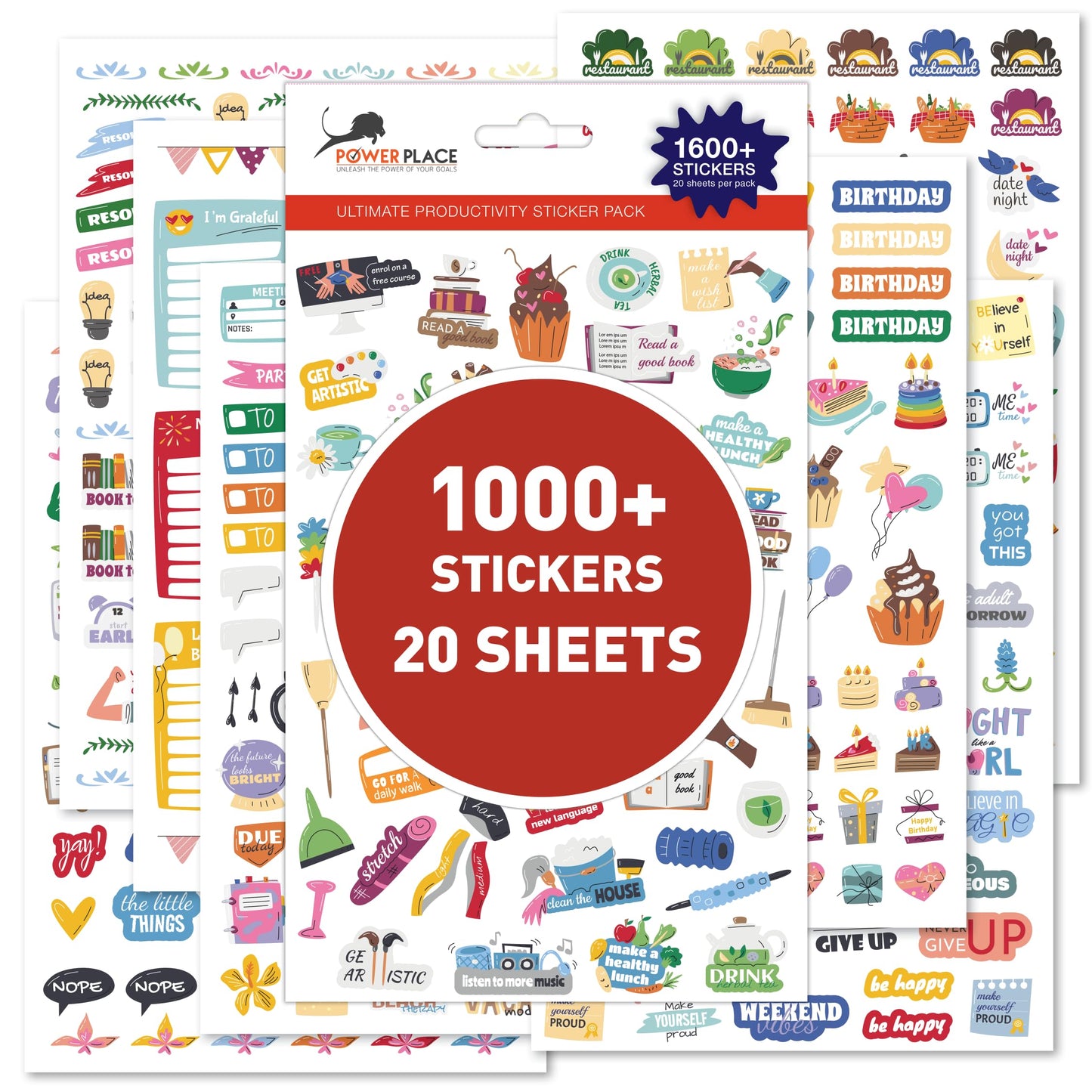 Planner Stickers - Productivity Stickers Set for Adults, Children, Teachers and Students| Perfect for Work and Personal Calendar