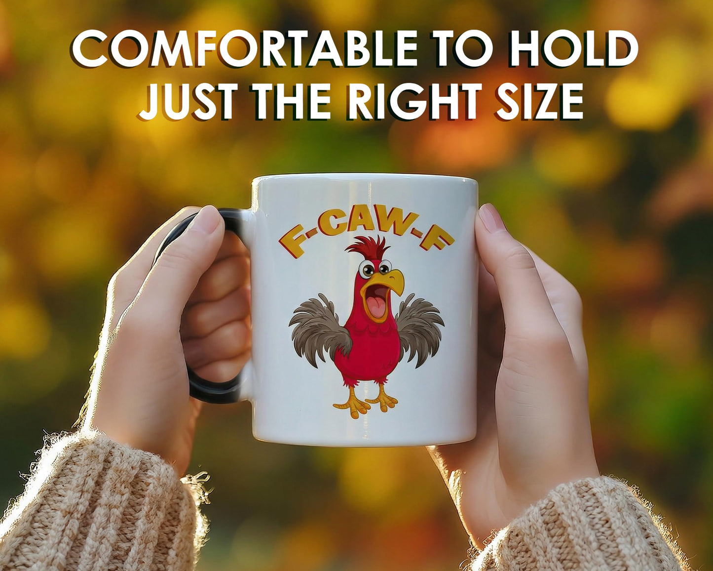 KITURE Caw-F Funny Heat changing Coffee Mug – Hilarious Chicken Pun Gift for Men & Women, Novelty Chicken Coffee Cup for Home & Office, Perfect Birthday & Office Gift 11oz Sarcastic Ceramic Tea Mug