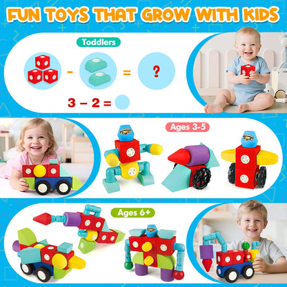 Hodurgyi 35 PCS Magnetic Foam Blocks for Kids, Large Magnetic Building Blocks for Toddlers 3+, Kids Bath Toys and Preschool STEM Educational Toys, Birthday for Boys & Girls 3 4 5 6+ Years Old
