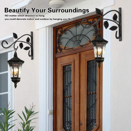 4 PCS Metal Hanging Hook Plants Brackets, 12 Inch Iron Wall Mount Bracket Durable Rust-Resistant Plant Hanger Hook for Hanging Plants Bird Feeder Lantern Wind Chimes