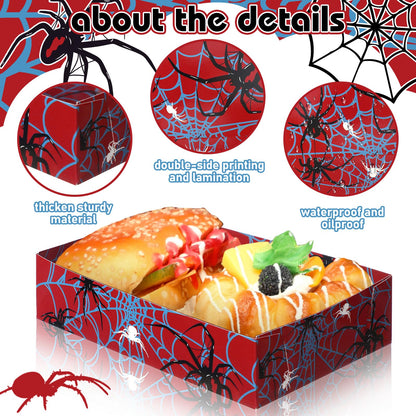 Teenyyou 38 Pcs Spider Food Trays Paper Disposable Serving Food Boats Snacks Holder Trays for Snacks Spider Birthday Decoration French Fries Hot Dog BBQ Party Favors Supplies(Spiderweb)
