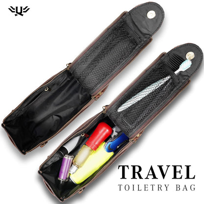 LushLuxeoria Premium Handmade Genuine Leather Toiletry Bag for Men & Women, Dopp Kit & Shaving Travel Organizer, Cosmetic Wash Bag with Zipper Pocket Travel Pouch, Gift for Him & Her - Dark Brown