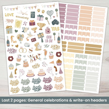 bloom daily planners Monthly Celebrations Planner Stickers for Calendar Decorating, Planning, Scrapbooking - Holiday, Seasonal, & General Events (14 Sheets, 1,150+ Stickers per Pack) - Cool Tones