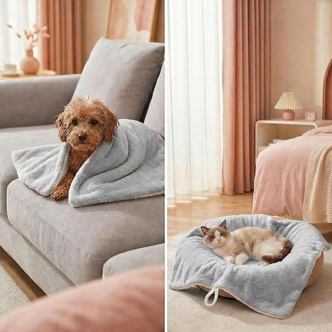 Dog Drying Towel, Soft Towels for Drying Dog Large, 2pcs Extra Thick Absorbent Microfiber Bath Towels for Dogs, Cats, Puppy, Pets (Grey)