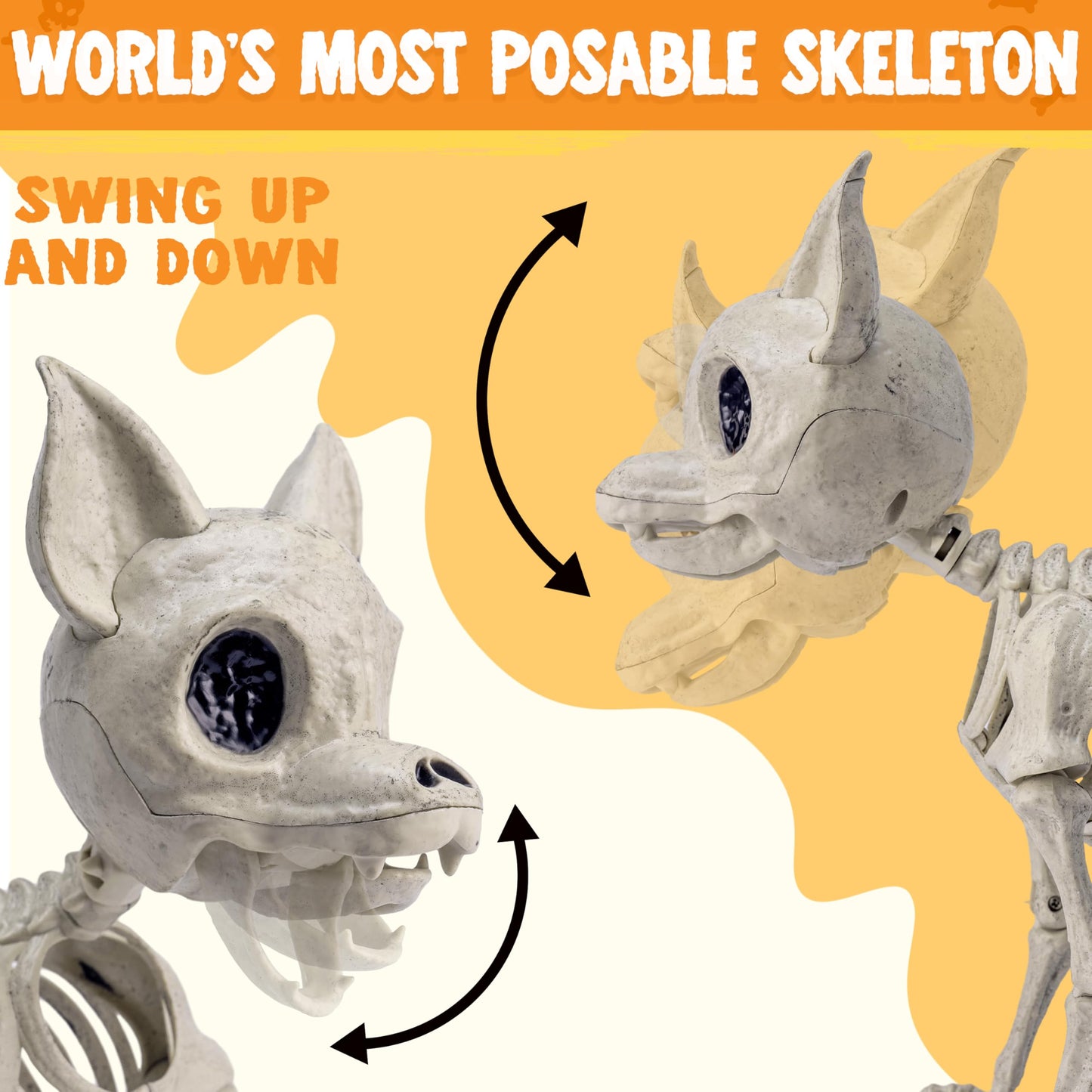 JOYIN Plastic Chihuahua Dog Skeleton Halloween Decorations 12.6 inches Plastic Puppy Bones Skeleton with Posable Joints for Halloween Indoor Outdoor, Graveyard Party Decor