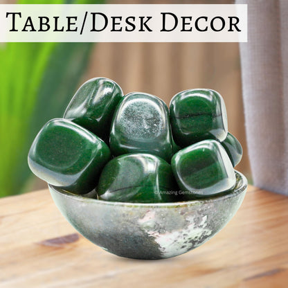 Amazing Gemstone Dark Green Aventurine Crystals and Healing Stones Tumbled - 1 oz Dark Green Aventurine Stone, Healing Stones for Energy Balance, Stress Relief - Premium Polished Gems Rocks