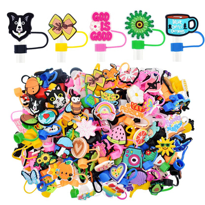 Wholesale 200PCS Random Different Straw Cover For Stanley Cup,No Repeats,Lot Cute Mixed 10MM 0.4in Straw Toppers for Small Business/School Reward/Party Favor