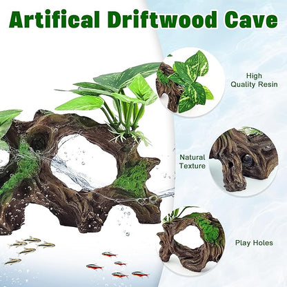 Kaiyuan Dynasty 7Pcs Driftwood Cave Decor Reptiles Betta Fish Tank Accessories Aquarium Plants Decoration Ornaments